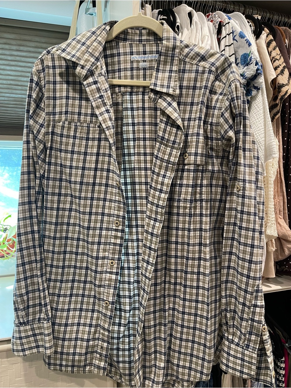 Southern Tide Plaid Dress Shirt in Navy and Cream
